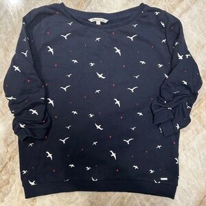 Tom Tailor Denim Navy Blue Seagull Print Cotton Sweatshirt Top Size M EUC